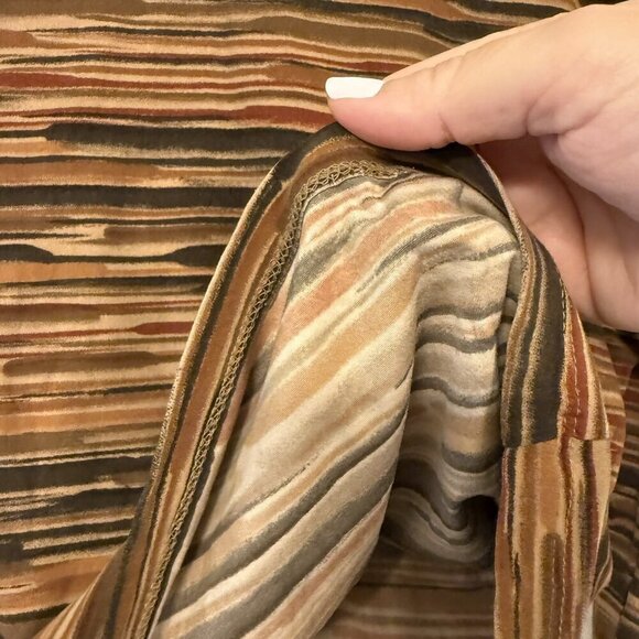 Vintage 90s Y2K Bebe Shirt Size Small Brown Stripes Collar Open Front Long Sleev - Picture 6 of 10